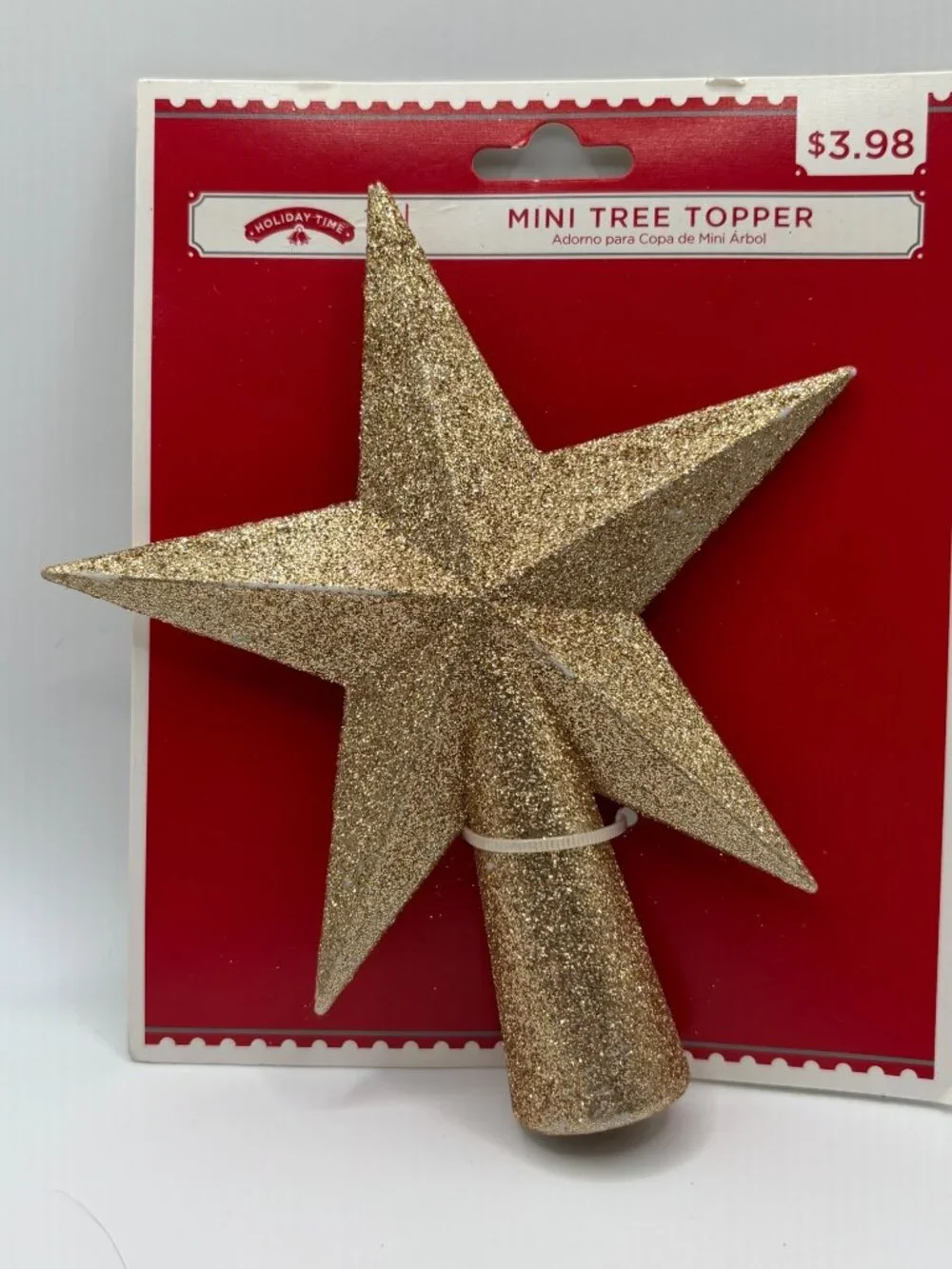 Holiday Time Mini Gold Glitter Star Tree Topper 5